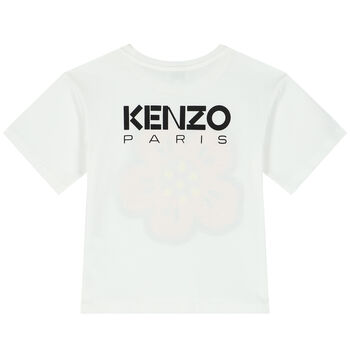 Girls White Boke Flower T-Shirt